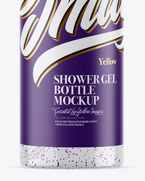 Clear Shower Gel-Scrub Bottle Mockup on Yellow Images Object Mockups