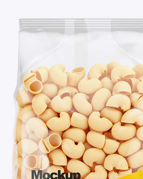 Download Pipe Rigate Pasta Mockup Front View In Bag Sack Mockups On Yellow Images Object Mockups