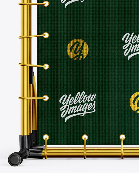 Press Wall Banner with Metallic Frame Mockup PSD #6