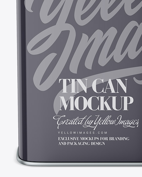 Glossy Tin Can Mockup - Front View (High-Angle Shot)