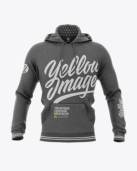 Download Men S Heather Hoodie Mockup Front View In Apparel Mockups On Yellow Images Object Mockups PSD Mockup Templates