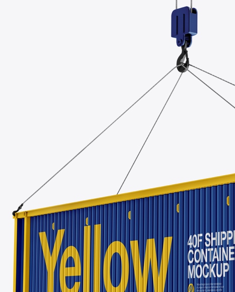 40f Shipping Container With Slings Mockup Halfside View In Object Mockups On Yellow Images Object Mockups