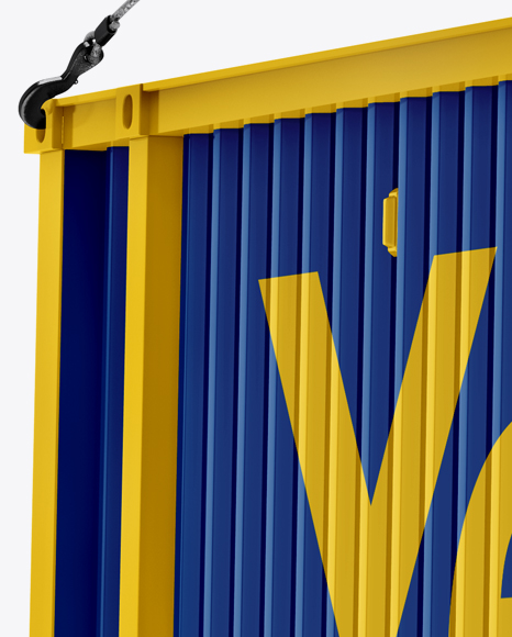 40f Shipping Container With Slings Mockup Halfside View In Object Mockups On Yellow Images Object Mockups