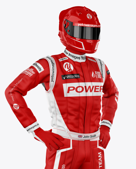 Download F1 Racing Kit Mockup Half Side View In Apparel Mockups On Yellow Images Object Mockups