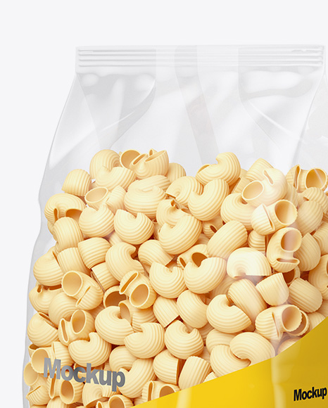 Download Pipe Doppia Rigatura Pasta Mockup Half Side View In Bag Sack Mockups On Yellow Images Object Mockups