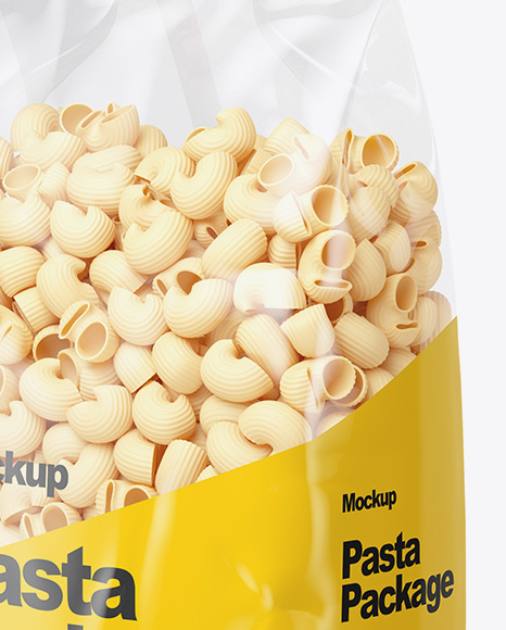 Download Pipe Doppia Rigatura Pasta Mockup Half Side View In Bag Sack Mockups On Yellow Images Object Mockups PSD Mockup Templates