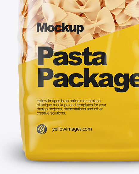 Fiocchi Rigati Pasta Mockup Front View In Bag Sack Mockups On Yellow Images Object Mockups