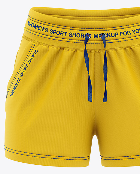 Download Women S Sport Shorts Mockup Front View In Apparel Mockups On Yellow Images Object Mockups