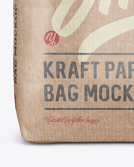 1 Kg Kraft Paper Bag Mockup Front View In Bag Sack Mockups On Yellow Images Object Mockups