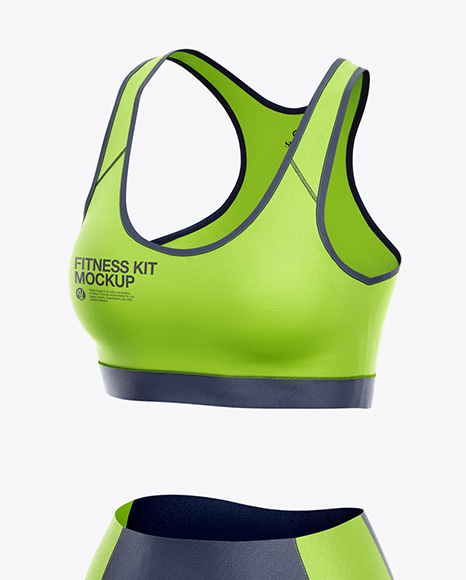 Fitness Kit Mockup Front Half Side View In Apparel Mockups On Yellow Images Object Mockups