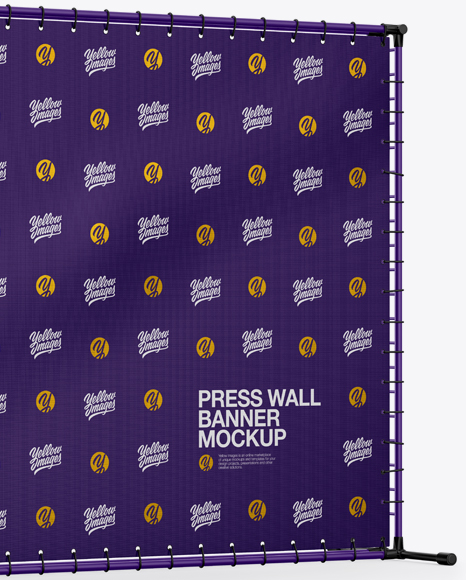 Press Wall Banner with Matte Frame Mockup - Halfside View