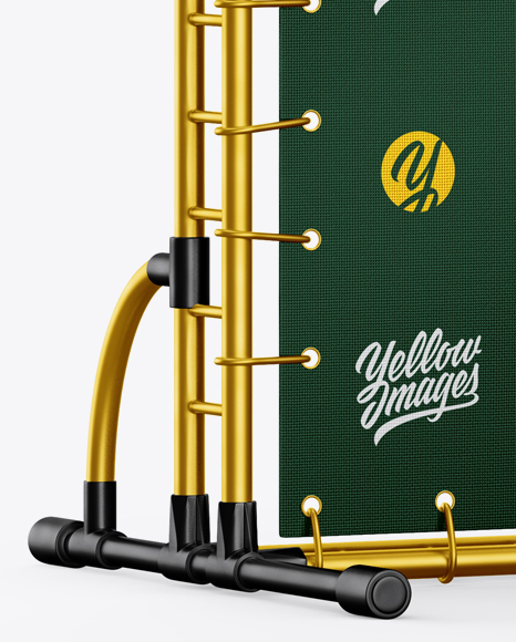 Press Wall Banner with Metallic Frame Mockup   Halfside View PSD #6