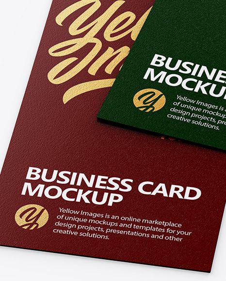 Two Textured Business Cards Mockup   Half Side View PSD #2