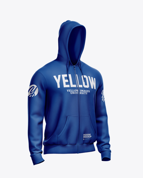 Men S Full Zip Hoodie Mockup Half Side View In Apparel Mockups On Yellow Images Object Mockups