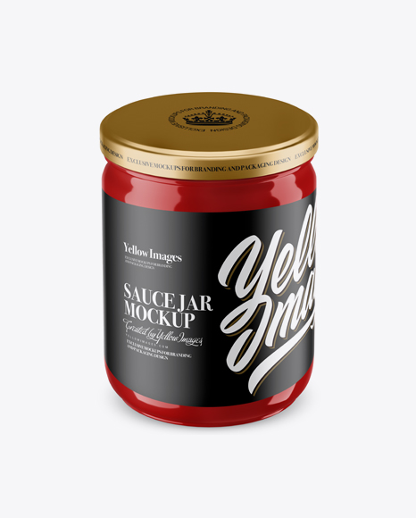 Glossy Sauce Jar Mockup (High Angle Shot) PSD #2