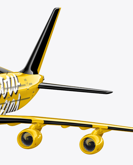 Download Aircraft Mockup - Halfside view in Vehicle Mockups on Yellow Images Object Mockups