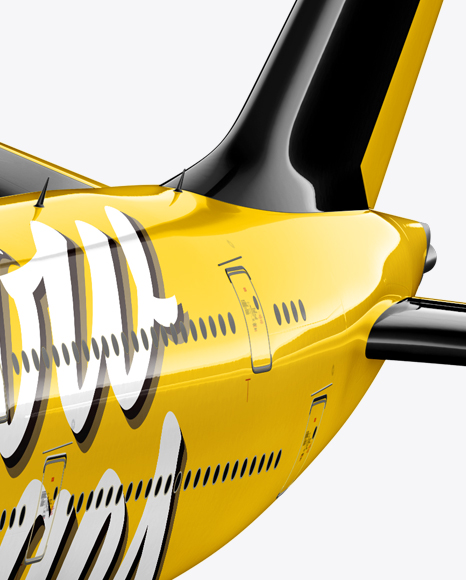 Download Aircraft Mockup Halfside View In Vehicle Mockups On Yellow Images Object Mockups PSD Mockup Templates