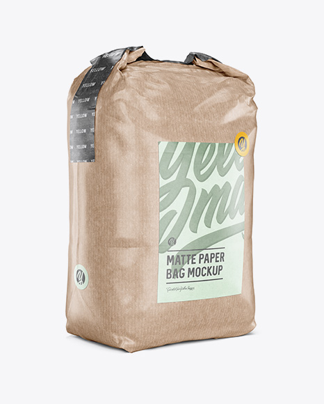 Download 2 Kg Kraft Paper Bag Mockup Halfside View In Bag Sack Mockups On Yellow Images Object Mockups