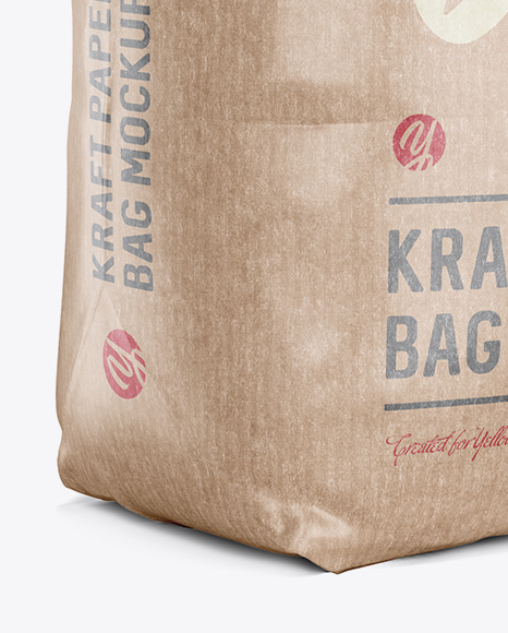 2 kg Kraft Paper Bag Mockup - Halfside View