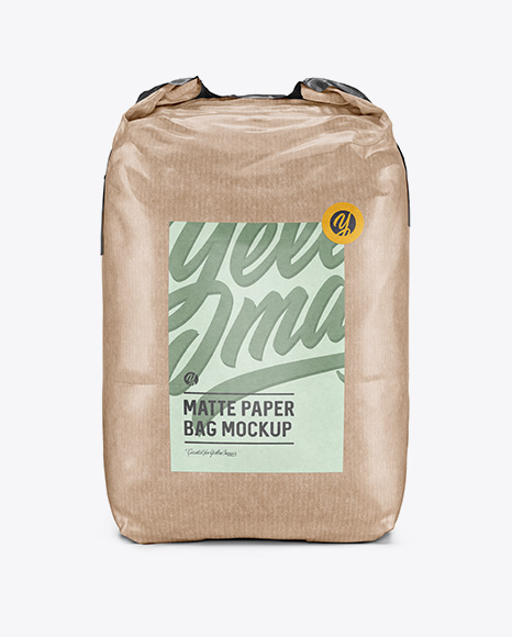 Download 2 Kg Kraft Paper Bag Mockup Front View In Bag Sack Mockups On Yellow Images Object Mockups PSD Mockup Templates