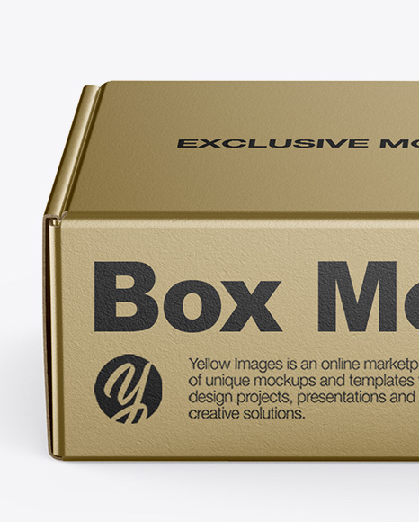 Download Metallic Box Mockup Front View High Angle Shot In Box Mockups On Yellow Images Object Mockups PSD Mockup Templates