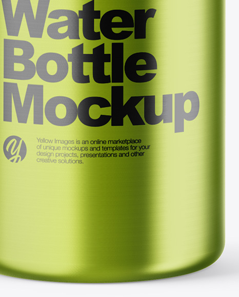 Metallic Water Bottle Mockup on Yellow Images Object Mockups