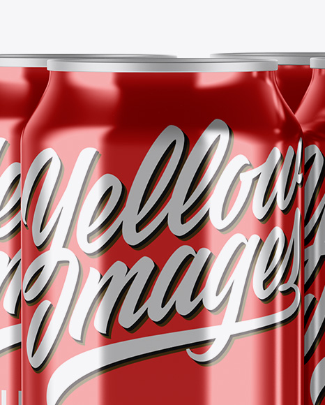 Download Pack With 4 Metallic Cans With Plastic Holder Mockup Half Side View In Can Mockups On Yellow Images Object Mockups Yellowimages Mockups