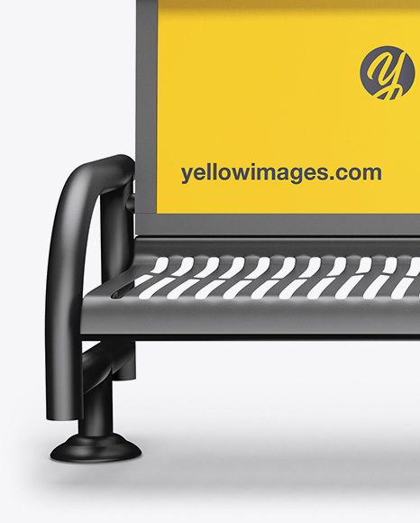 Street Bench Advertising Mockup - Front View