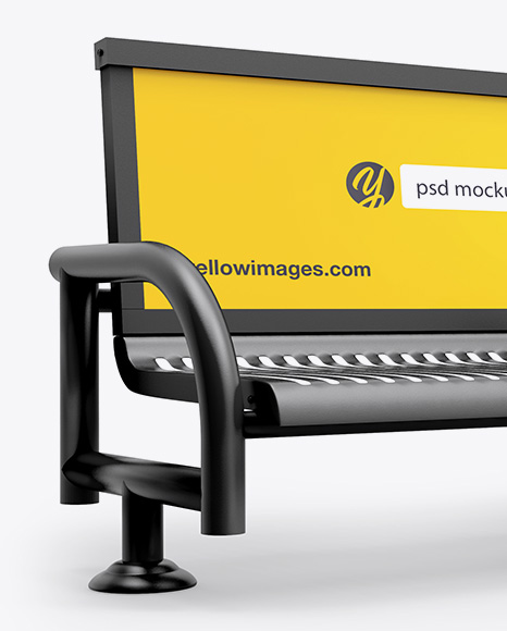 Street Bench Advertising Mockup - Half Side View