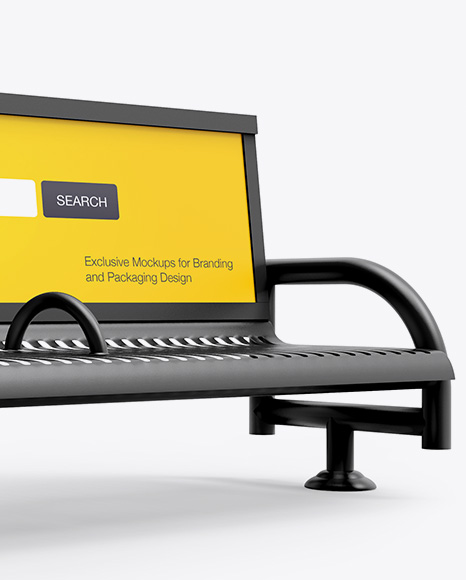 Street Bench Advertising Mockup - Half Side View on Yellow Images