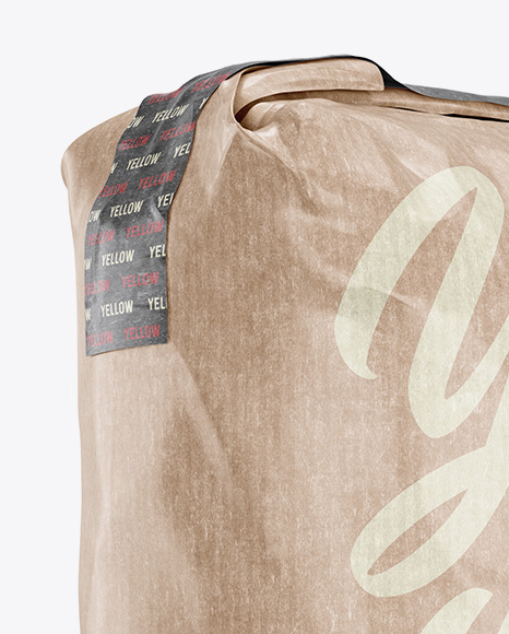 Download 3 Kg Kraft Paper Bag Mockup Halfside View In Bag Sack Mockups On Yellow Images Object Mockups