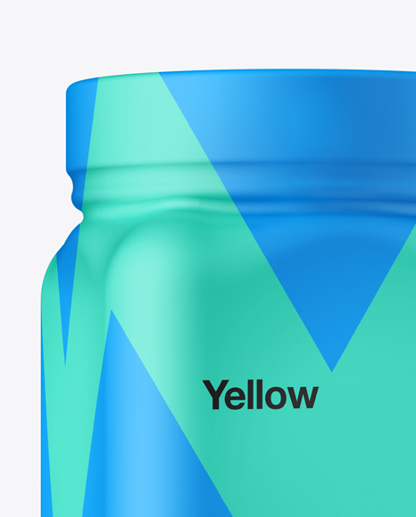 Download Plastic Jar In Matte Shrink Sleeve Mockup Half Side View In Jar Mockups On Yellow Images Object Mockups