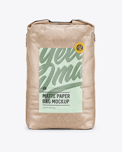 Download 3 Kg Kraft Paper Bag Mockup Front View In Bag Sack Mockups On Yellow Images Object Mockups PSD Mockup Templates