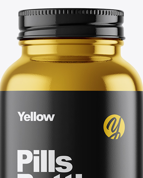 Metallic Pills Bottle Mockup In Bottle Mockups On Yellow Images Object Mockups