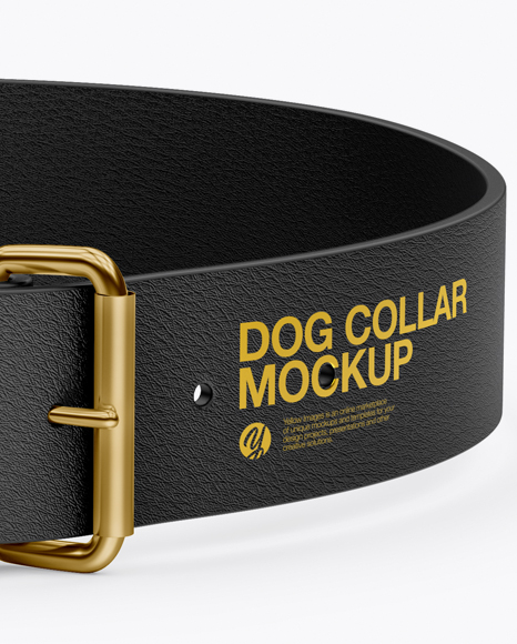 Leather Dog Collar Mockup - Front View (High-Angle Shot)