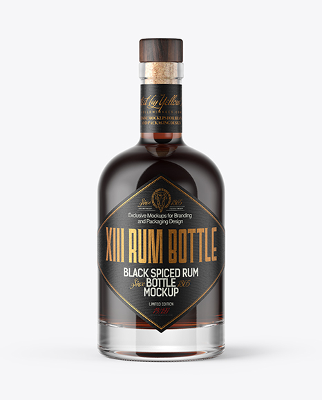 Download Black Rum Bottle With Wooden Cap Mockup In Bottle Mockups On Yellow Images Object Mockups Yellowimages Mockups