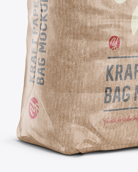 Download 5 Kg Kraft Paper Bag Mockup Halfside View In Bag Sack Mockups On Yellow Images Object Mockups