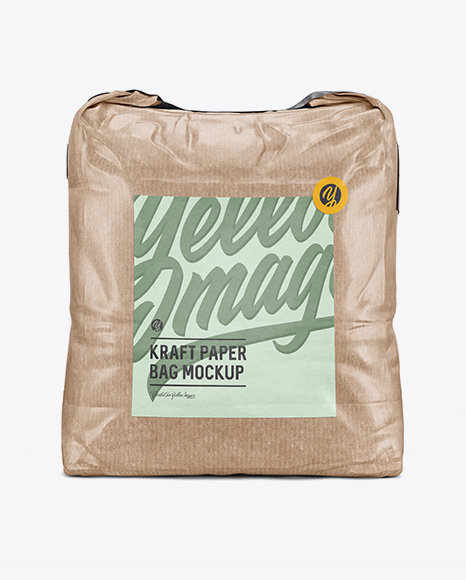 Download 5 Kg Kraft Paper Bag Mockup Front View In Bag Sack Mockups On Yellow Images Object Mockups PSD Mockup Templates