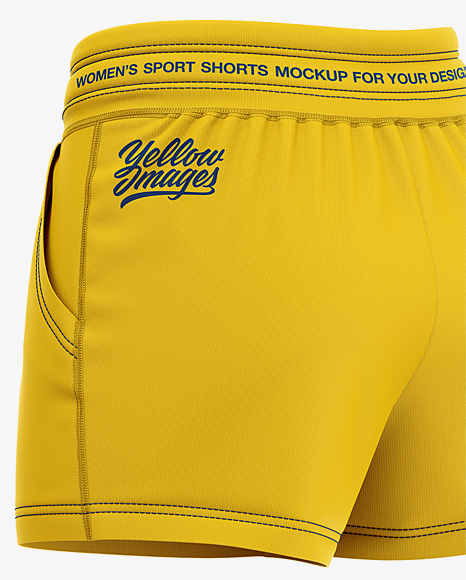 Women S Sport Shorts Mockup Back Half Side View In Apparel Mockups On Yellow Images Object Mockups