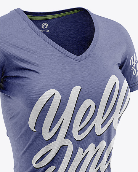 Download Download Womens Heather Slim-Fit V-Neck T-Shirt Mockup ...