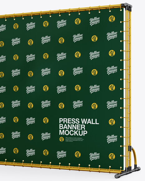 Press Wall Banner with Metallic Frame Mockup   Halfside View PSD #2