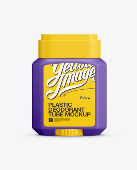 Matte Plastic Deodorant Tube Mockup on Yellow Images Object Mockups