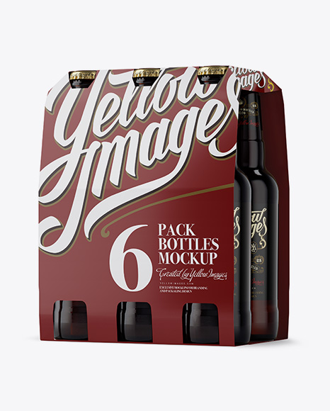 White Paper 6 Pack Amber Bottle Carrier Mockup   Halfside View PSD #2