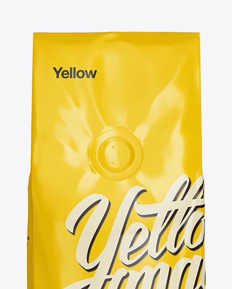 250g Glossy Coffee Bag With Valve Mockup   Front View PSD #3