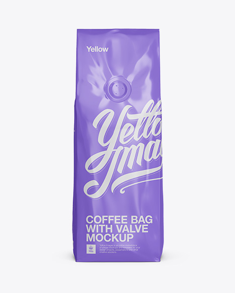 250g Glossy Coffee Bag With Valve Mockup   Front View PSD #4