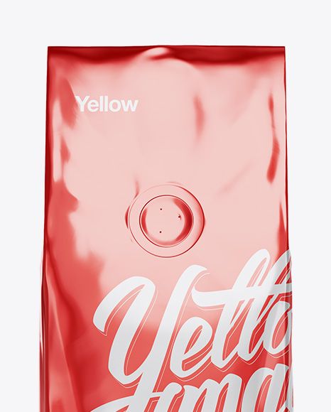 Download 250g Foil Coffee Bag With Valve Mockup Front View In Bag Sack Mockups On Yellow Images Object Mockups