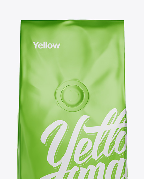 250g Matte Metallic Coffee Bag With Valve Mockup Front View In Bag Sack Mockups On Yellow Images Object Mockups