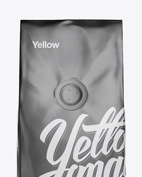 Download 250g Matte Metallic Coffee Bag With Valve Mockup - Front View in Bag & Sack Mockups on Yellow ...