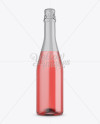 Pink Champagne Bottle HQ Mockup - Front View on Yellow Images Object