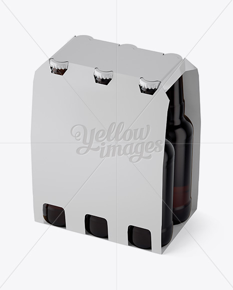 Download White Paper 6 Pack Amber Bottle Carrier Mockup Halfside View High Angle Shot In Bottle Mockups On Yellow Images Object Mockups PSD Mockup Templates